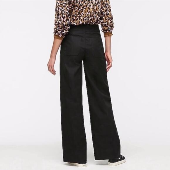 J.Crew Frankie Pants in Stretch Twill Wide Leg Women's 2 Black Business Casual - Picture 2 of 12